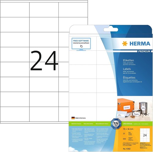 Herma 4360 adressetiketten 25 - herma, adressetiketten,